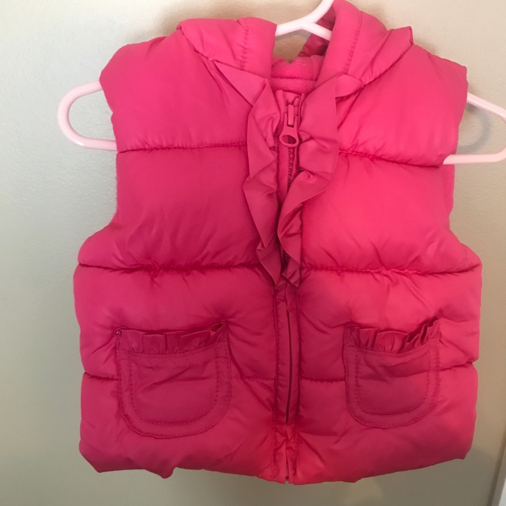 Pink puffy vest 6-12 mths